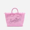 15BB1010B75167641FC9027BE210199D_ Borsa vanity mini in canvas rosa con logo in strass
