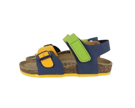 Sandalo in eco pelle con velcro e fibbia