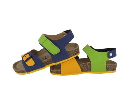 Sandalo in eco pelle con velcro e fibbia