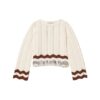 Maglia girocollo a zig-zag con frange