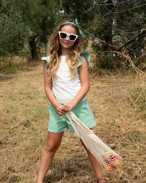 Completo t-shirt maniche alette vichy e short