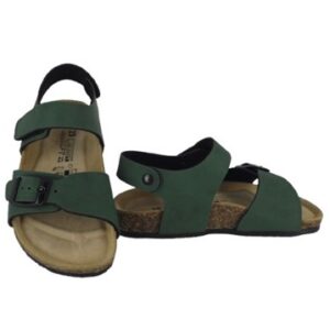 Sandalo in eco pelle con velcro e fibbia