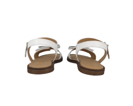 Sandalo in pelle con fiocco fibbia e velcro