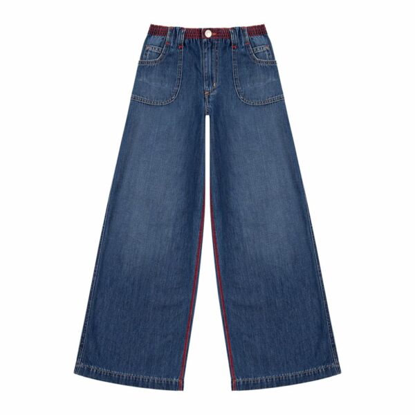 Pantalone in denim con cinto elastico