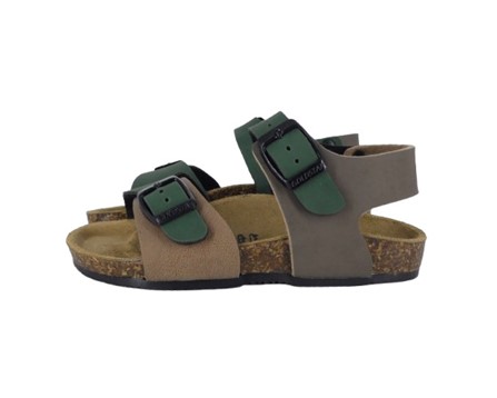 Sandalo in eco pelle bicoolore con doppia fibbia