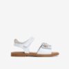 Sandalo in pelle con fiorellini e doppio velcro