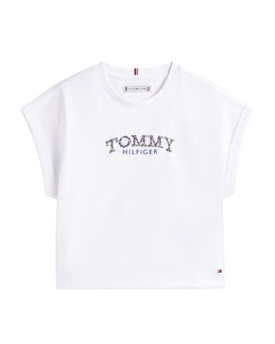 T-shirt manica scesa con logo floreale