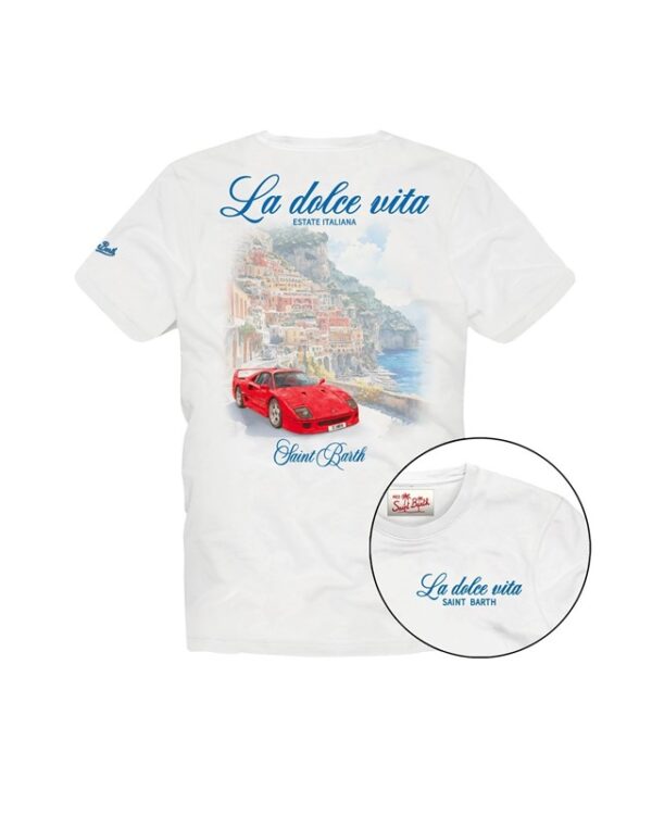 2AFD77E6C7D4BC121E76CB78352321A3_ T-shrt mezza manica con stampa la dolce vita sul retro