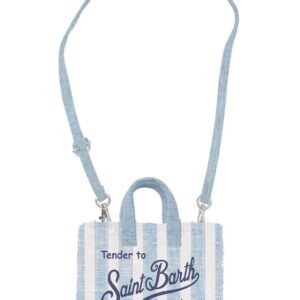 Borsa porta telefono in lino a righe