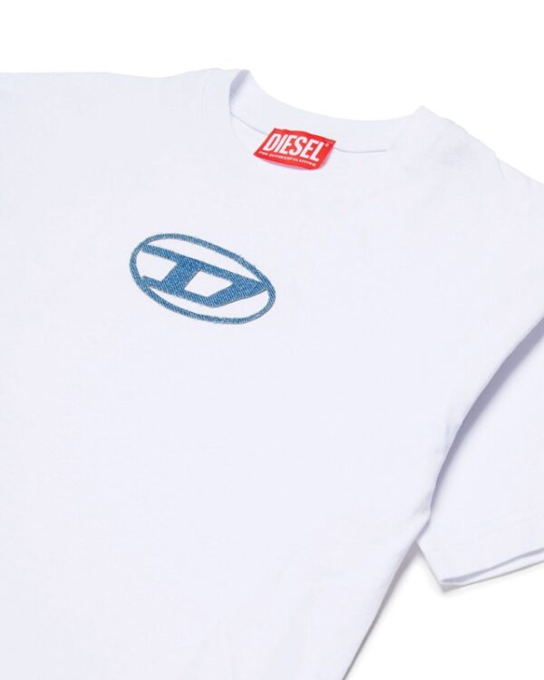 T-shirt mezza manica con logo denim