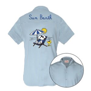 Camicia a righe con stampa snoopy sul retro