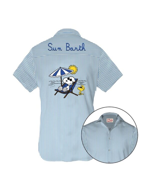 Camicia a righe con stampa snoopy sul retro