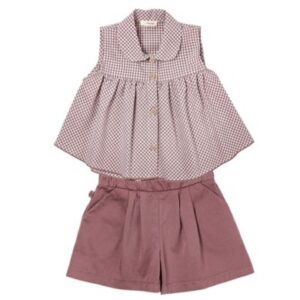 Completo camicia smanicata in vichy e short