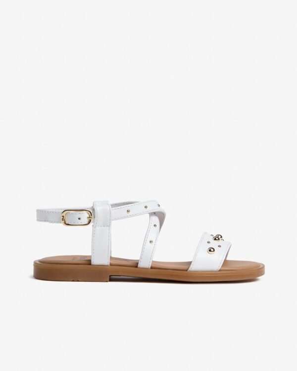 Sandalo in pelle con borchie e fibbia