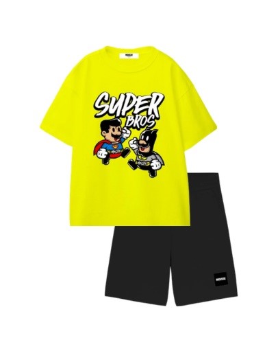 Completo t-shirt e bermuda in felpa superbros