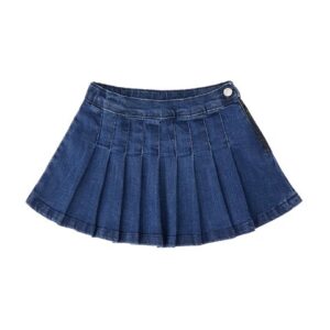 Gonna in denim a pieghe