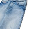 Pantalone in denim effetto stropicciato con strappi