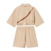 Completo camicia cropped e bermuda in popeline