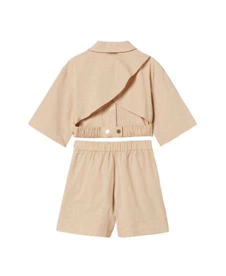 Completo camicia cropped e bermuda in popeline