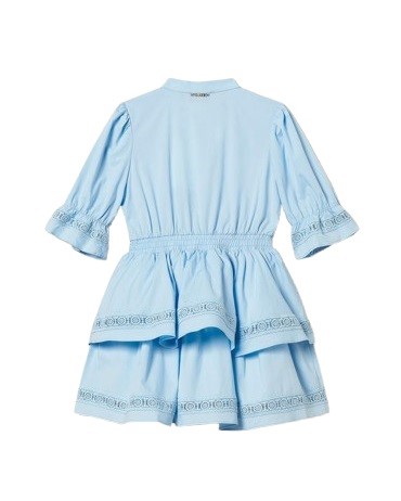 Vestito in cotone con pizzo e balze