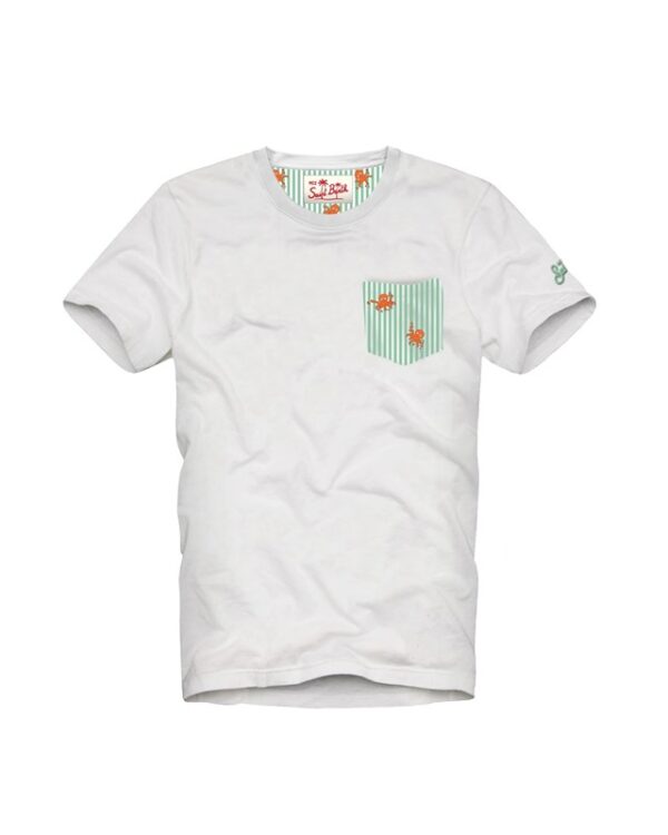 T-shirt con taschino a righe con polipi