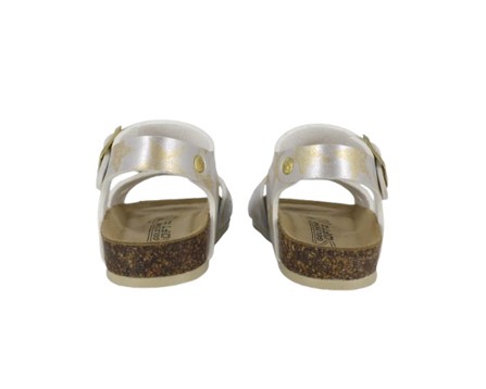 Sandalo in eco pelle con stelline e doppie fibbie