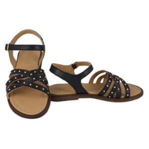 Sandalo in pelle con borchi e fibbia