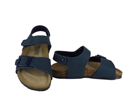 Sandalo in eco pelle con velcro e fibbia