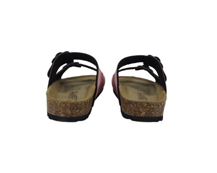 Ciabatta in eco pelle con doppie fibbie