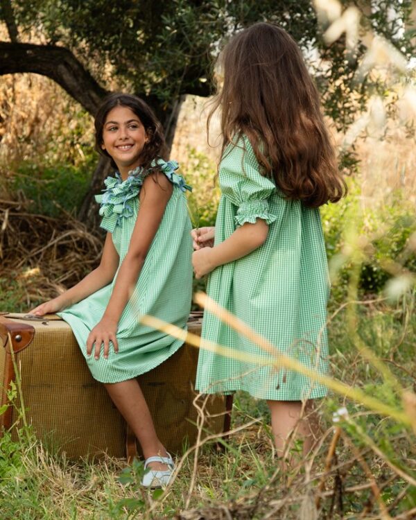 Vestito vichy con fiocchi