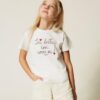 T-shirt mezza manica con ricamo catenella