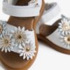 Sandalo primo passo in pelle con fiorellini e doppio velcro