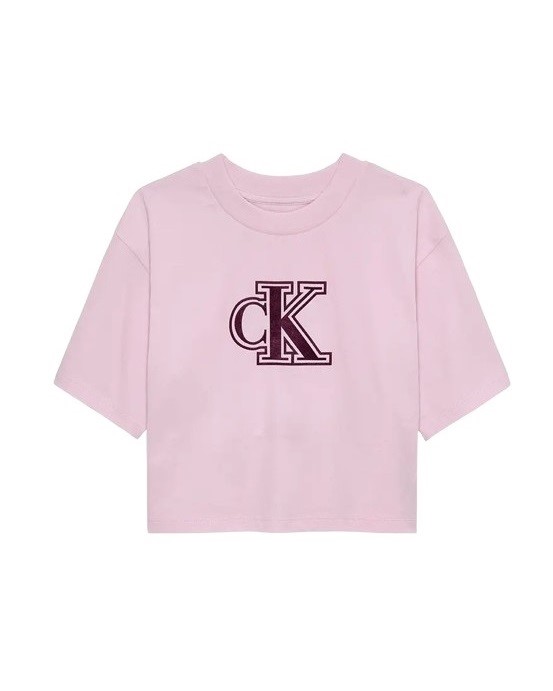 T-shirt mezza manica con logo laminato