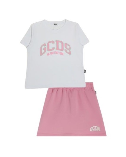 Completo t-shirt e gonna in felpa con stampa logo