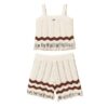 Completo top e shorts in maglia a zig-zag con frange