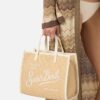 Borsa vivian media effetto rafia con logo ricaamato
