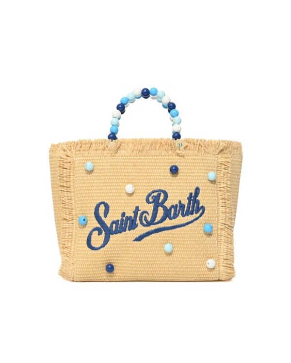 Borsa colette effetto rafia con perline