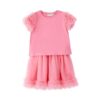Completo t-shirt e gonna con inserti in tulle