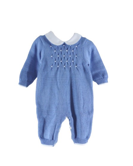 Tutina con ricamo punto smock