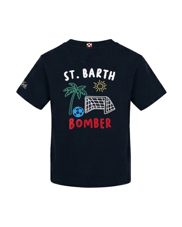 T-shrt mezza manica con ricamo bomber sul retro