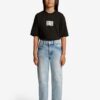 Pantalone in denim effetto stropicciato con strappi