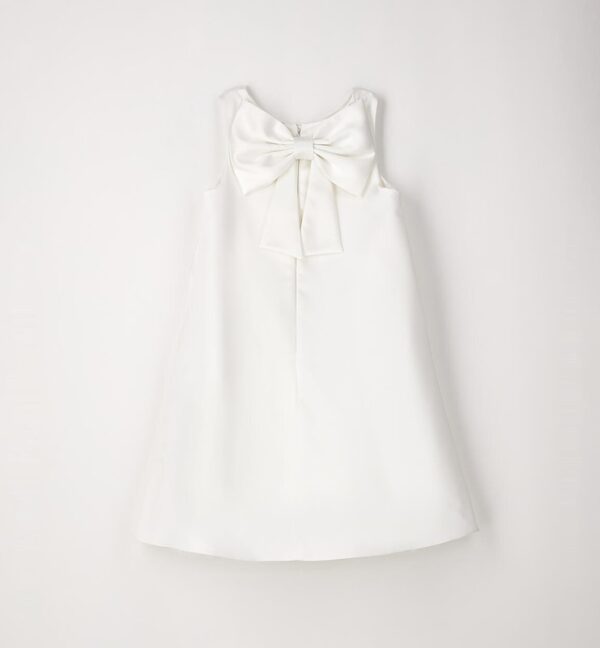 51B4B7512A929505F3B72AFC21E8D4F7_ Vestito con fiori in organza al fondo e fiocco sul retro