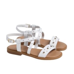 Sandalo in pelle con borchie e fibbia