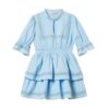 Vestito in cotone con pizzo e balze