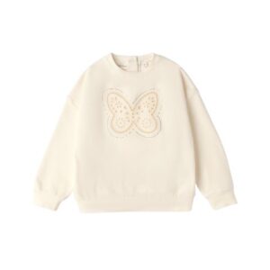 Felpa con farfalla traforata e strass