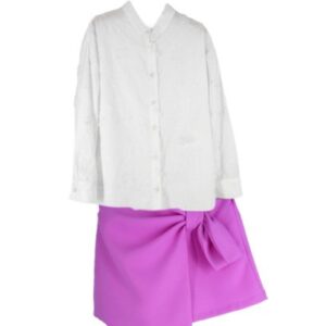 Completo camicia con fiori e gonna/short con fiocco