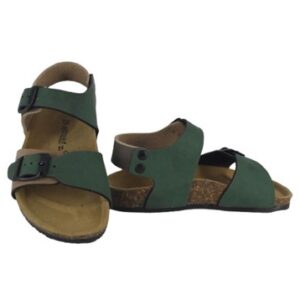 Sandalo in eco pelle bicoolore con doppia fibbia