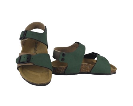 Sandalo in eco pelle bicoolore con doppia fibbia