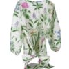 Completo blusa con fiocco sul retro e gonna lunga a pieghe