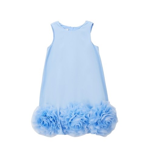 6517AF027EA8F05C0B8A5A858C794315_ Vestito con fiori in organza al fondo e fiocco sul retro